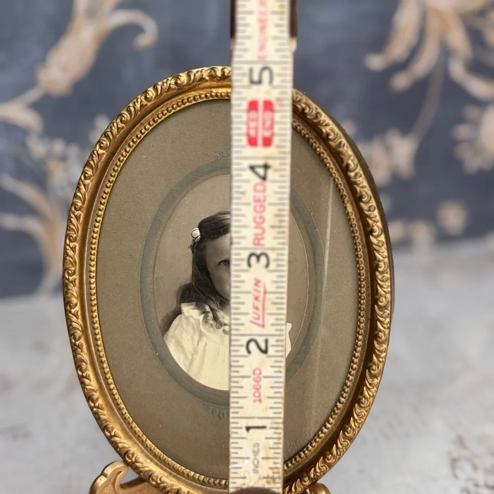 Antique Victorian Oval Brass Picture Frame Ornate Tabletop Photo Frame